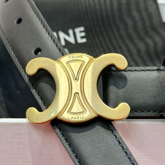 Celine Women's Belt in Black with Gold Buckle - Picture 5 of 9